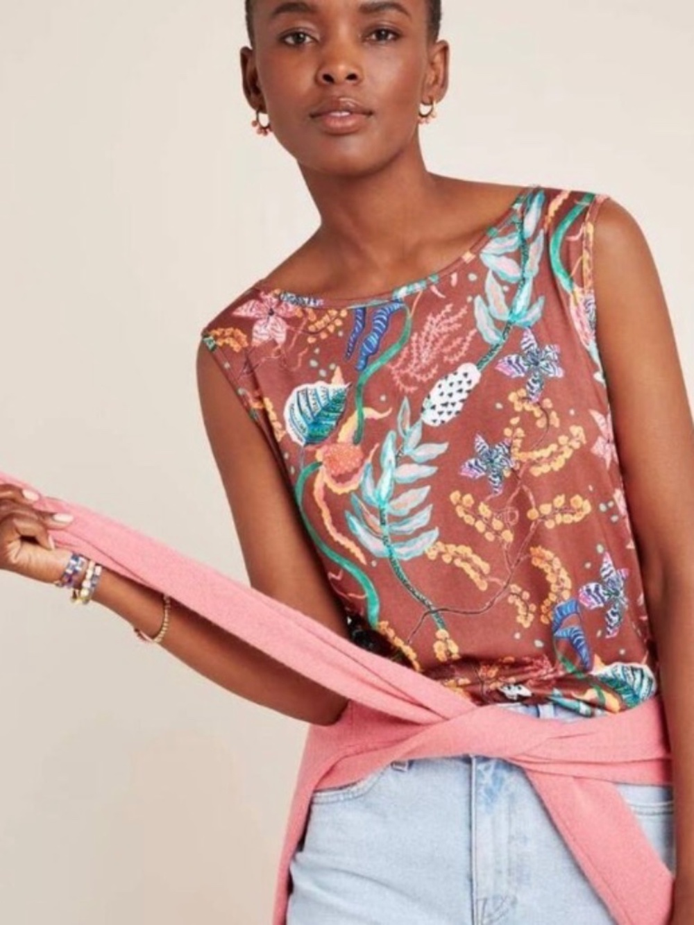 Aldomartins Anthropologie brown floral top large